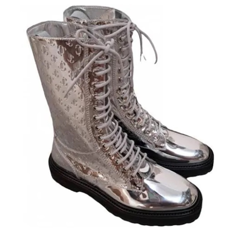 Jimmy Choo Patent Leather Ankle Boots in Silver
